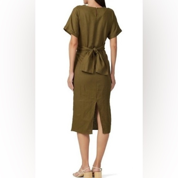 525 America Olive Green Linen Wrap Dress - Picture 2 of 9